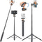 VRIG TP16 Camera Tripod - 55 inch Extendable Phone Selfie Stick Stand with 2 in 1 Phone Clip, 360° Ball Head