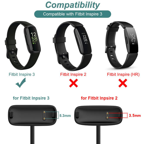 Kissmart Inspire 3 Charger, Replacement USB Charging Cable for Fitbit Inspire 3 (1ft/30cm)