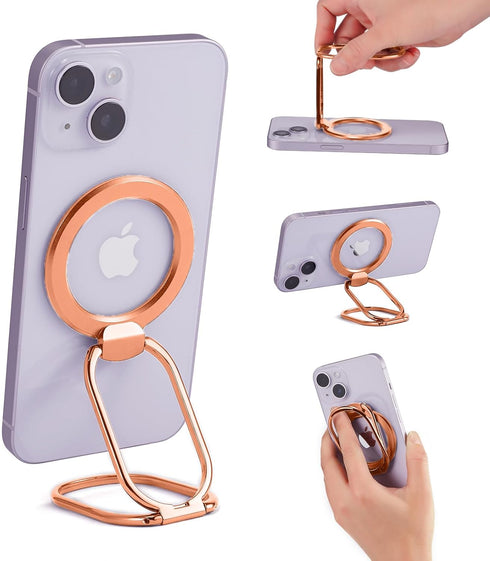 Magnetic Phone Ring Holder Stand with Mag Safe, Adjustable Phone Grip, Kickstand Magnet Accessories for iPhone