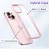 oakxco Thin Slim Clear Case for iPhone 15/14/13, Light Pink Transparent Hybrid Hard Plastic & Soft Silicone Bumper