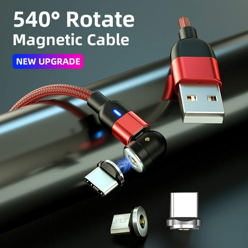 Bojianxin 540 Rotation Magnetic Charging Cable 7-Pack, 1.6ft/3.3ft/3.3ft/6.6ft/6.6ft/10ft/10ft Magnetic USB Cable, 3 in 1 Magnetic Phone Charger Compatible with Micro USB, Type C etc