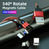 Bojianxin 540 Rotation Magnetic Charging Cable 7-Pack, 1.6ft/3.3ft/3.3ft/6.6ft/6.6ft/10ft/10ft Magnetic USB Cable, 3 in 1 Magnetic Phone Charger Compatible with Micro USB, Type C etc