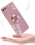 aowner Ring Holder Case for iPhone SE 3/SE 2/iPhone 8/7, Shiny Plating Rose Gold Edge with 360 Degree Rotation