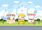 CORFOTO Fabric 10x8ft Carnival Food Cart Backdrop Ferris Wheel Fast Food Popcorn Ice