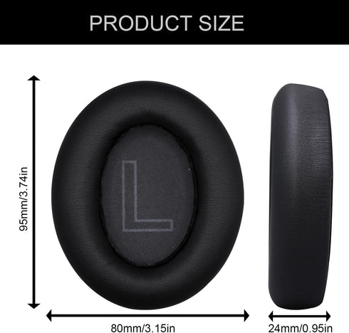Replacement Ear Pads for Anker Soundcore Life Q20/Q20BT/Q20+ Headphones, Soft Memory Foam and Protein Leather (Black)
