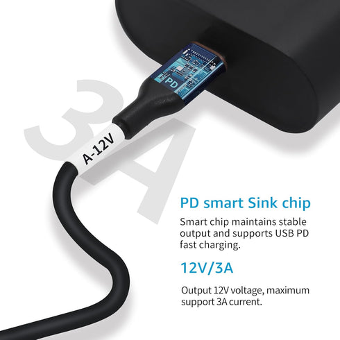 DSD TECH SH-CP12A USB Type C PD to DC Power Cable - 12V, Type C, high-quality power solution.