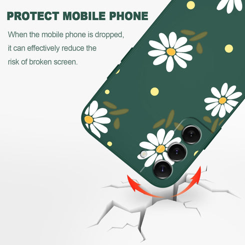 Samsung Galaxy S22 Plus Case, Fashionable Flowers Designs Soft Silicone Drop Protective Cover for Women (Daisy Green)