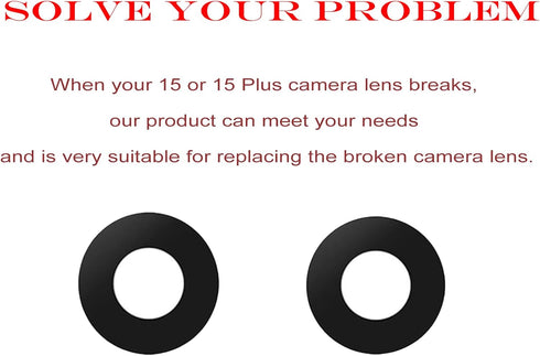2 Pcs/Set 15 Plus Rear Camera Lens Replacement for iPhone 15, Back Camera Lens Glass Replacement with Repair Tool