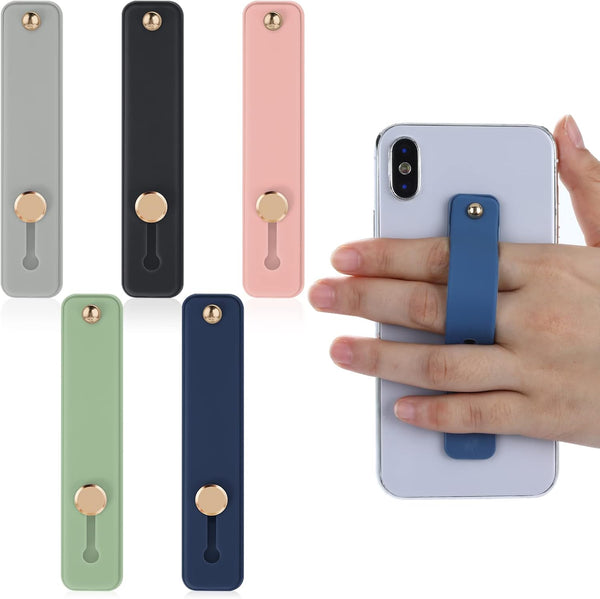 Cobee Phone Loop Finger Holder, 5pcs Silicone Phone Grip Straps for Most Smartphones (Black, Blue, Pink, Green, Grey)