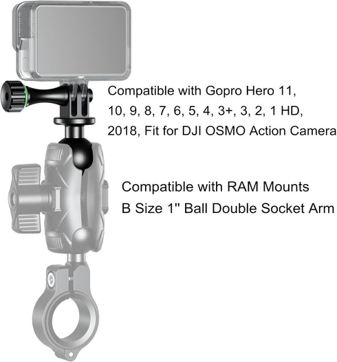 BRCOVAN Aluminum Alloy Tripod Mount Adapter with 1/4"-20 Thread & 1'' TPU Ball Joint, Compatible with RAM Mounts