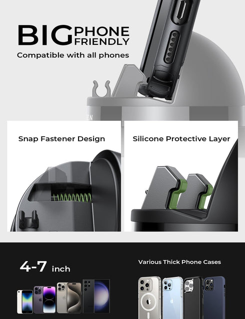 LISEN Car Phone Holder (Updated), 360° Rotatable Dashboard Cell Phone Holder, Non-Slip Mount for iPhone 15 Pro