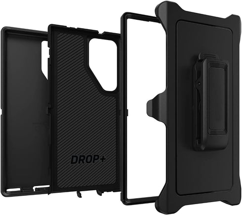 DEFENDER Case for Samsung Galaxy S23 Ultra - Black, Port Protection, Includes Holster Clip Kickstand