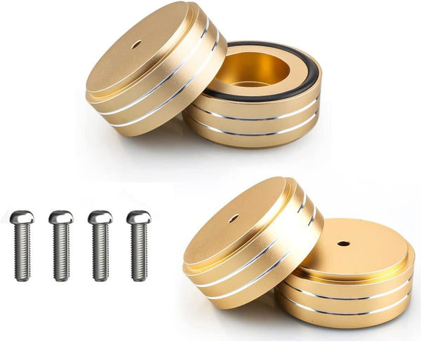 Tertullus 4 Pcs Aluminum HiFi Turntable Feet, Isolation Feet for Speakers, Spikes Audio Pads 58x22mm, Gold