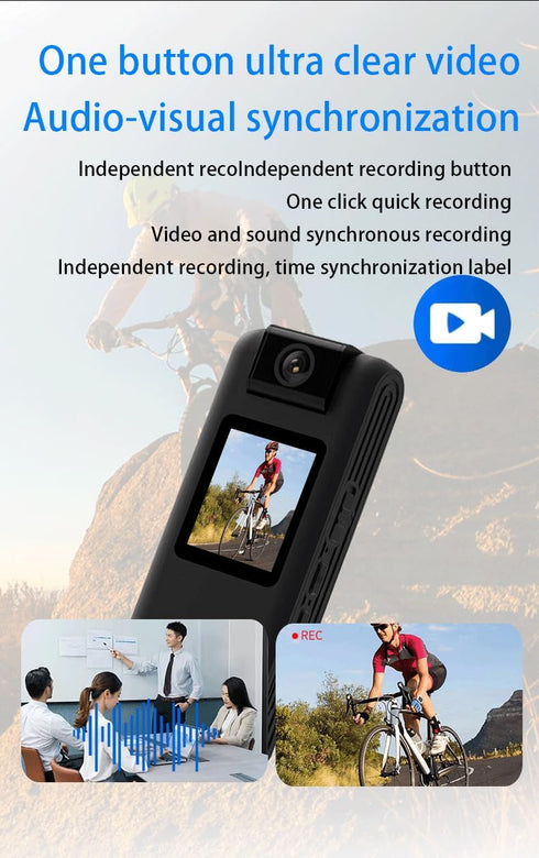 Portable Small Body Worn Cam, Wearable Pocket Video Recorder, Mini Body Camera with 180° Rotatable Lens for Home and
