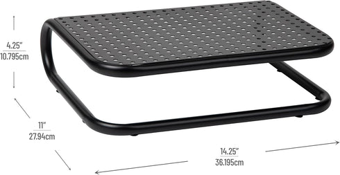 Set 2, 14.25"L 11"W 4.25"H, Mind Reader Monitor Stand, of Ventilated Laptop Riser, Desktop Organizer, Metal, x x Black
