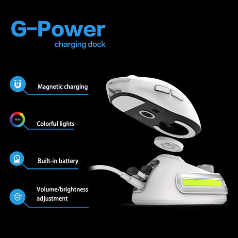 Fanxoo G-Power Charging Dock for Logitech G502, G502X Plus, GPW, G903, G703 Wireless Mouse with RGB Light