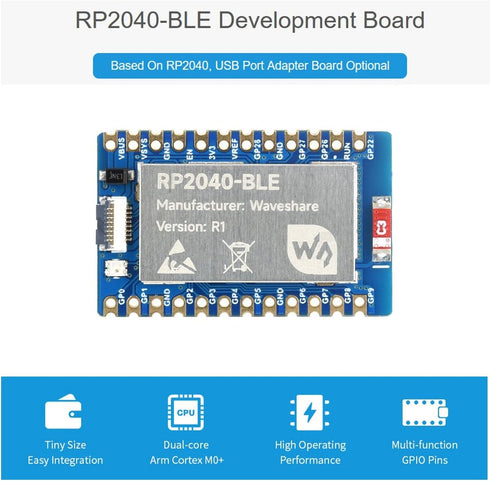 Waveshare RP2040-BLE Development Board, Raspberry Pi Microcontroller Development Board Based On RP2040, Supports