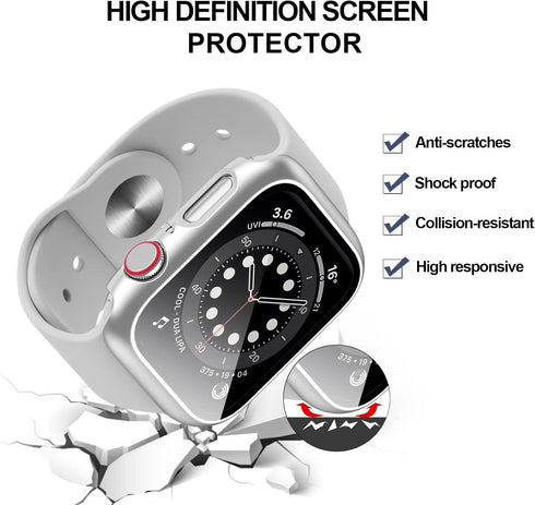 BHARVEST 2 Pack Hard PC Case for Apple Watch SE 2022/Series 6/5/4/SE 44mm with Tempered Glass Protector