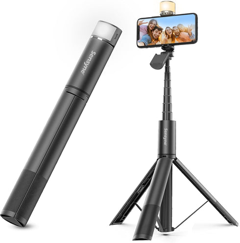 SENSYNE Selfie Stick with Light, Phone Tripod with 360 Rotatable Handle Compatible with