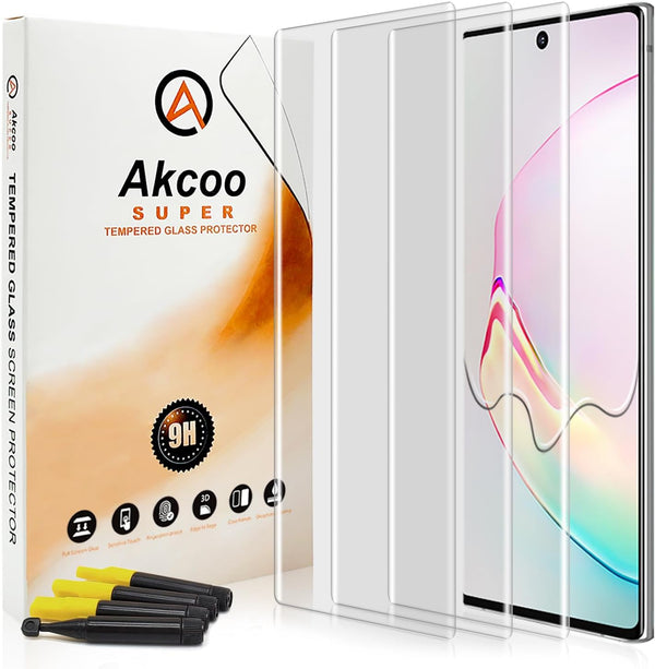 3 Pack Galaxy Note 10 Screen Protector, UV Full Screen Adhesive Tempered Glass for Samsung Note 10 6.3 inch