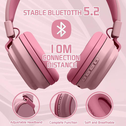 Kids Bluetooth 5.3 Headphones, Wireless 60H Play Time, Volume Limited 85/110dB, Over Ear Foldable Headset with Mic