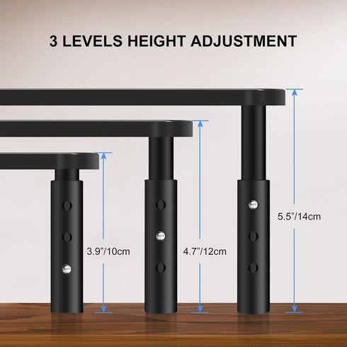 3 PS4, 20KG Bracwiser Monitor Stand Riser, Metal Computer Stand, Height Adjustable Screen Riser with Mesh Platform