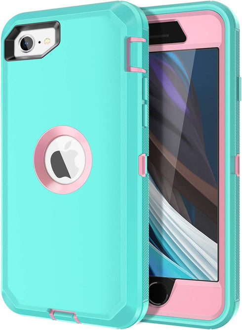 for iPhone SE 2022/2020 Case with Built-in Screen Protector, Shockproof, Dust/Drop Proof, 3 in 1 Full Body Rugged Cover