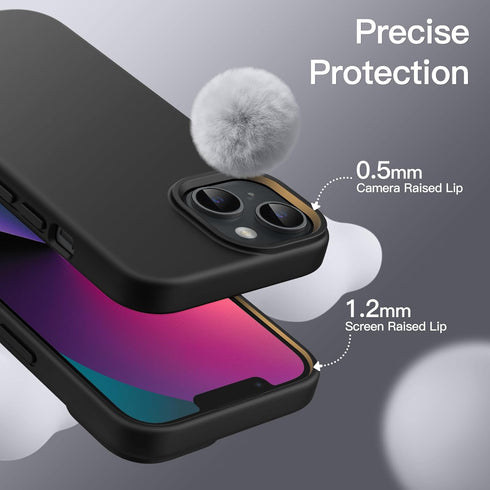 JETech iPhone 13 Case (6.1-Inch) - Black, Shockproof Full-Body Protection, Silky-Soft Touch, Microfiber Lining.