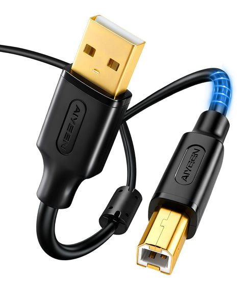 USB 2.0 Printer Cable 1M (3.3ft), Gold-Plated High Speed USB A to