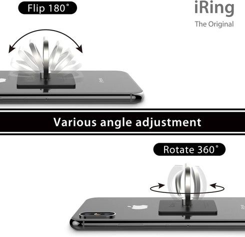iRing Link, Made in Korea, Wireless Charging Friendly Phone Holder - Compatible with iPhone, Galaxy (Matt Black)