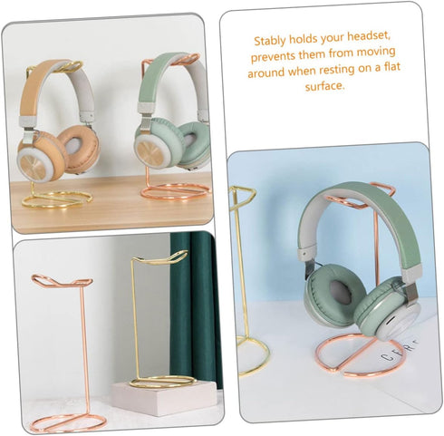 Headset Simple Headphone Stand, Desktop Speaker Stand Accessory, Earphone Supporting Hanger Iron Rose Gold