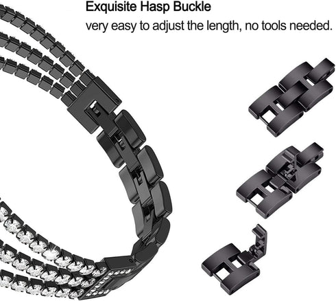Bands Compatible with Samsung Galaxy Watch 46mm / Galaxy 3 45mm, 22mm Bling Diamond Stainless Steel Metal Replacement