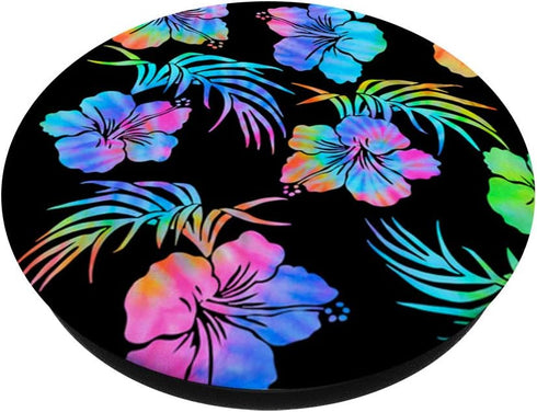 Tie Dye Hawaiian Print Hibiscus Floral Tropical Rainbow PopSockets PopGrip: Swappable Grip for Phones & Tablets