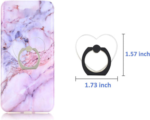 Transparent Heart Cell Phone Ring Holder, 360 Rotation Clear Heart Finger Ring Grip Stand for Phones