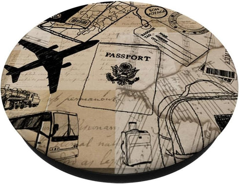 Retro Travel Plane Vintage Map Pilot Flight Attendant Gift PopSockets Standard PopGrip
