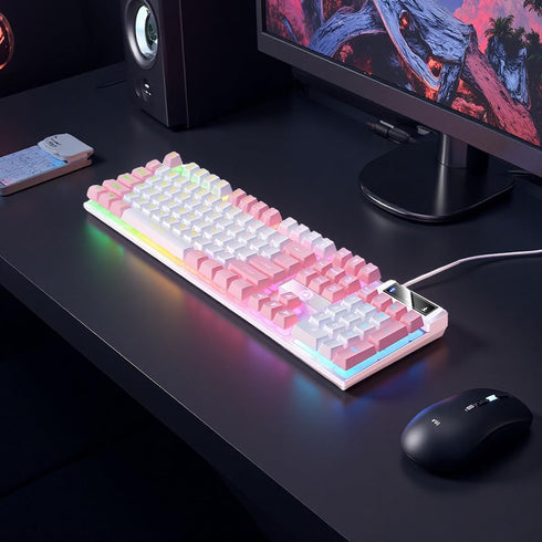 TsuvyXeg Gaming Keyboard Wired E-Sports Key Board RGB Backlit Computer Keyboard Square Key for Desktop Laptop PC Mac