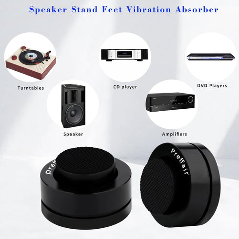 Preffair SP3918 Black Turntable Isolation Feet, HiFi Speaker Shock Absorber Pads with Ceramic Bead Nail