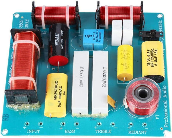 Zerone WEAH-3505 300W Speaker Audio Frequency Divider, 3 Way Crossover Filters with Adjustable Treble Bass