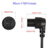 QIANRENON 90° Micro USB Panel Flush Mount Waterproof Extension Cable, Right Angle Male to Female Connector
