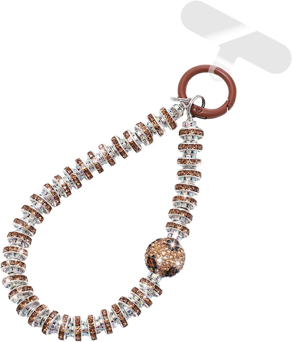 MGQILING Diamond Phone Charm with Tether Tab, Luxury Bling Diamond Pearl Glitter Wrist Strap, Anti-loss Lanyard for