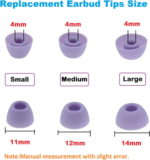 Purple Earbud Tips, 6 Pairs S/M/L Silicone Replacement Covers Compatible with Samsung Galaxy Buds 2 Pro Headphones