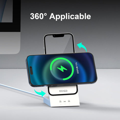 3-in-1 Wireless Charger for MagSafe Charger Stand - 45W USB-C Fast Charging Station for iPhone 14/13/12/Pro/Max/Plus