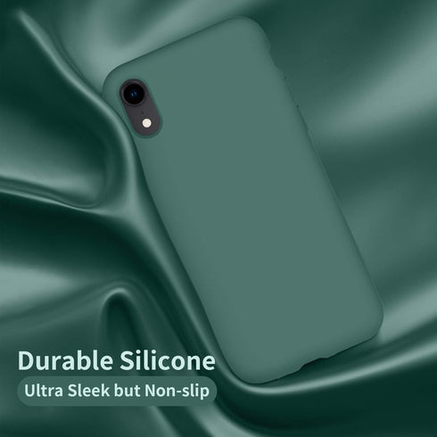Cordking iPhone XR Case, 6.1" Ultra Slim Silicone, Shockproof with Soft Anti-Scratch Microfiber Lining, Midnight Green