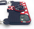 Cute for iPhone 14 Case, 3D Cartoon Camera Rotating Ring Grip Holder Kickstand Lanyard for iPhone 13, 14 - Red