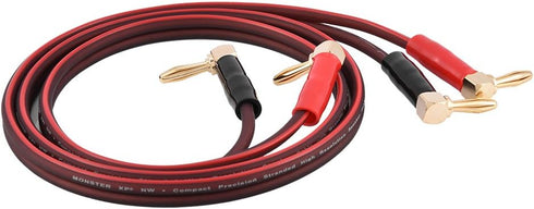 HI-FI Pure Copper Speaker Cable with Right Angle L Type Gold-Plated Connector, Red & Black (1M)