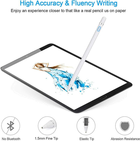 2023 Upgraded Active Stylus Pens for Touch Screens, Stylus Pencil Compatible for Apple,Capacitive Pencil for Kid Drawing, Writing,High Sensitivity,for Touch Screen Devices Tablet,Smartphone (White)