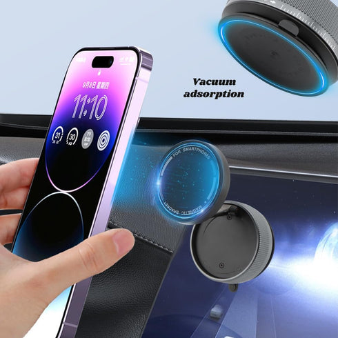 Xiaokeis 360 Foldable Vacuum Magnetic Car Phone Holder, Rotatable Suction Phone Mount, Strong Suction Cup Magnetic Car