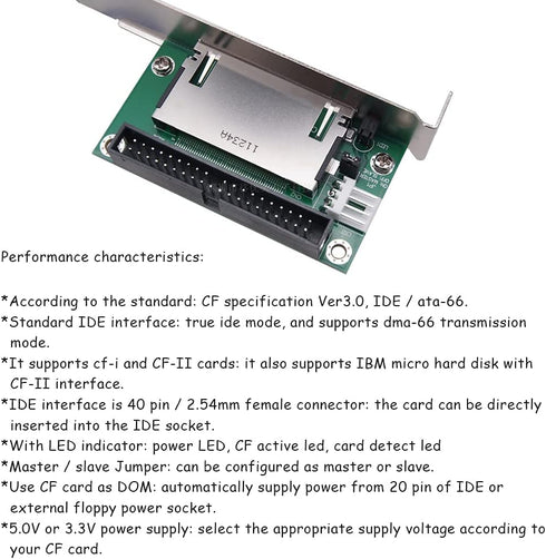 SaiDian 1Pcs 40-Pin 3.5 CF to IDE Adapter CF Compact Flash Card to Converter with PCI Bracket