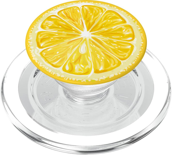 PopSockets PopGrip for MagSafe, Yellow Lemon Pattern Slice for Boys Girls Lemon Print Black