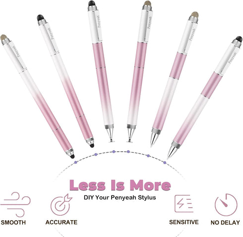 Penyeah Stylus Pens for Touch Screens (4 in 1), Universal Stylus for iPhone/iPad/Android/Samsung/Fire - Dream Pink